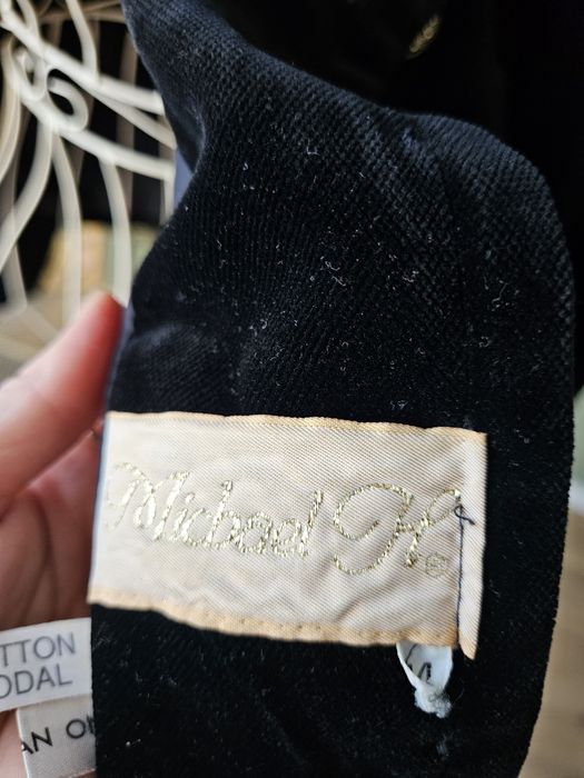 Unikatowy Czarny Żakiet damski Aksamitny/Welurowy Vintage Złote Guziki