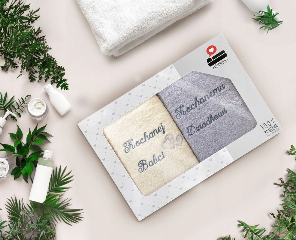 Komplet ręczników kąpielowych frotte 2szt 70x140 Luba Dzień Babci i Dz
