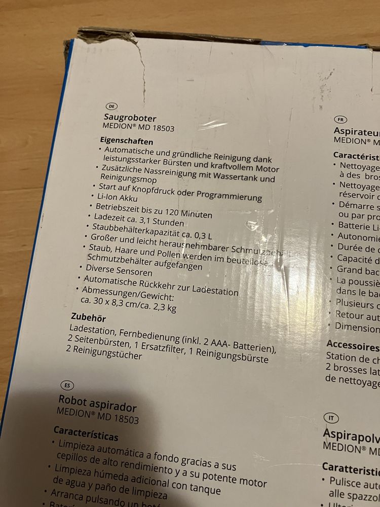 Robot sprzątający odkurzacz samobieżny Medion jak iRoomba nowy