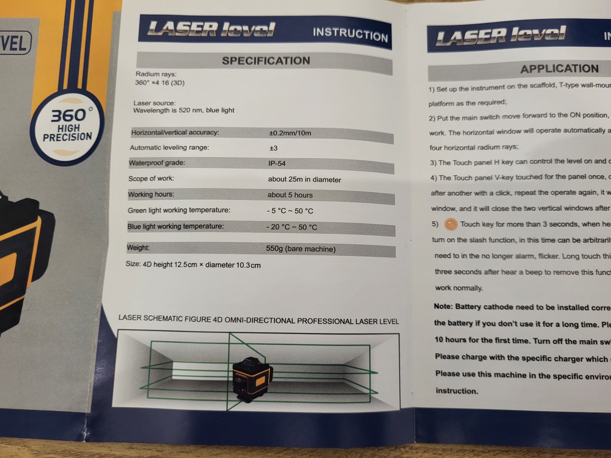 Poziomnica laserowa 360° 4D Laser Level