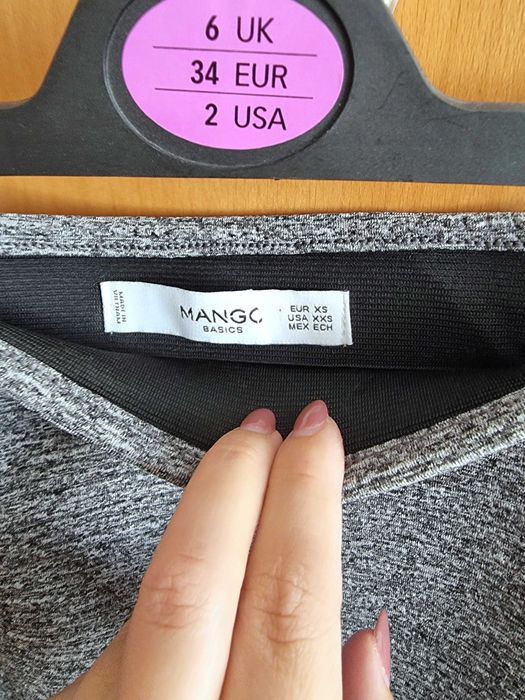 Saia cinzenta de cintura subida Mango, tamanho XS