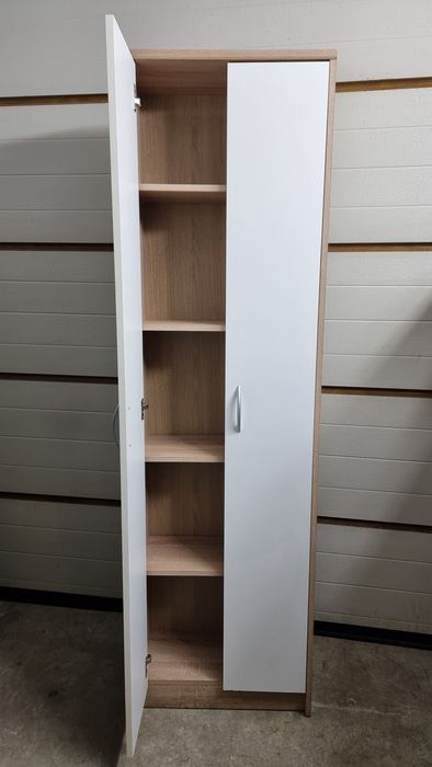 Regał Zamykany Szafka Biały Drewno