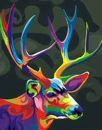 Картина по номерам "Разноцветный олень" 40×50 см без подрамника