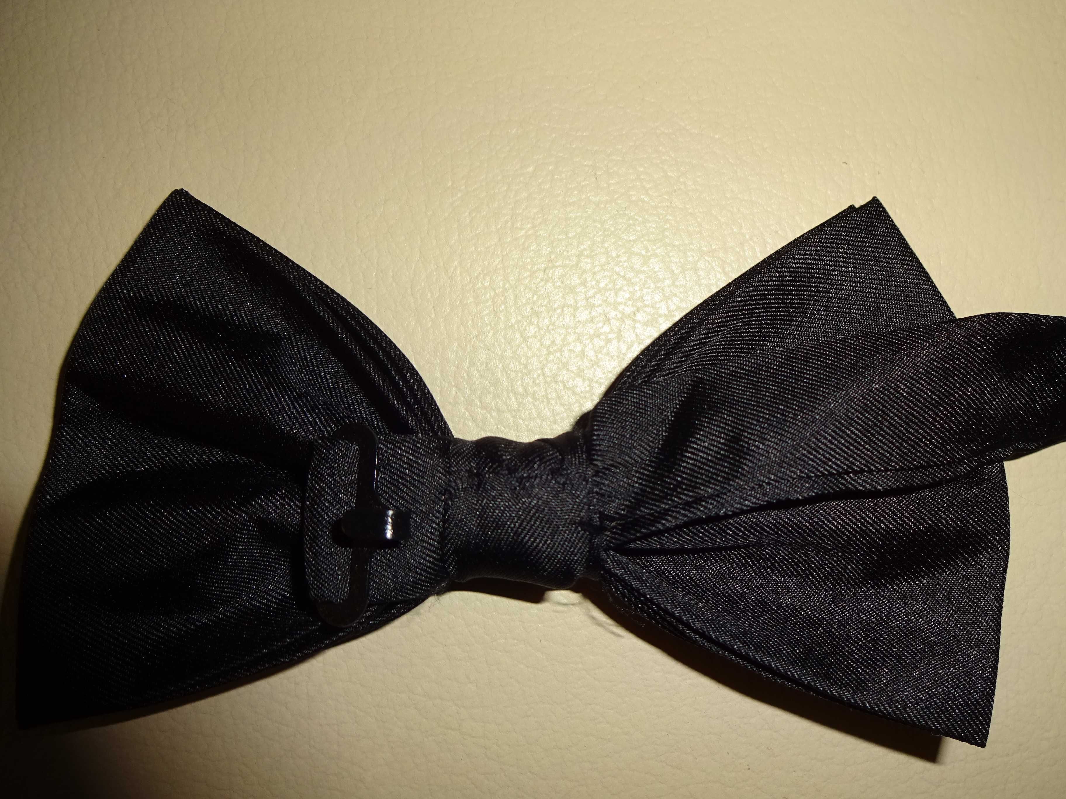 Debenhams Black Tie 100% SILK czarna jedwabna mucha / muszka OKAZJA