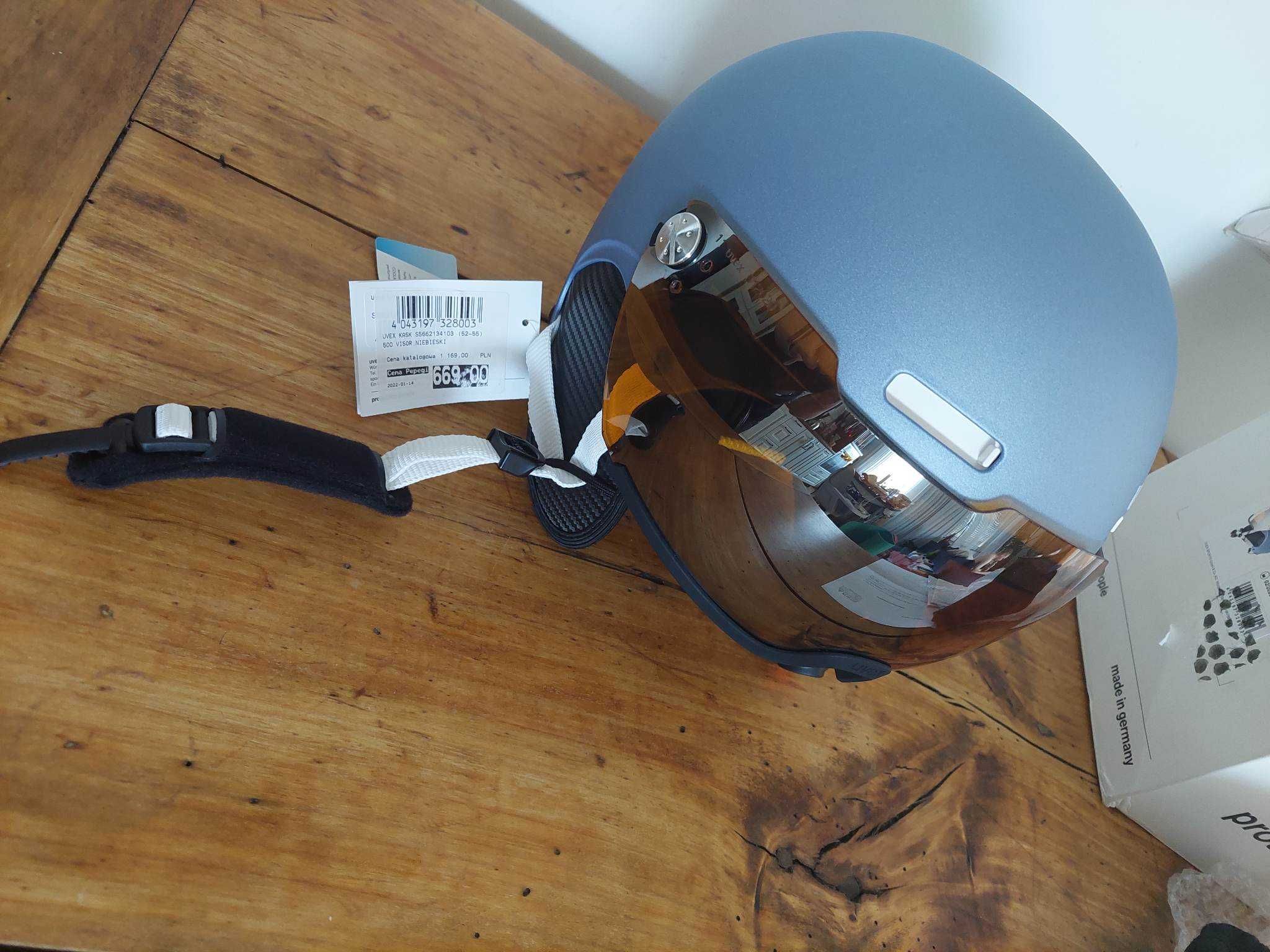 Uvex kask narciarski Hlmt 500 Visor Dust Blue Mat 20/21 nowy