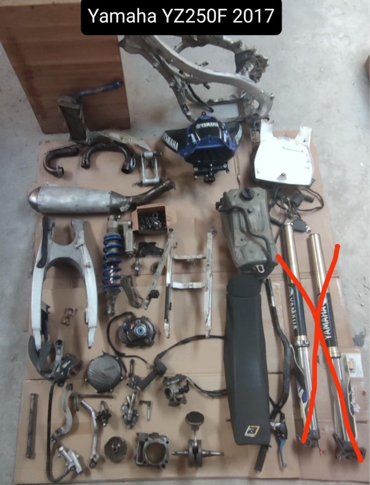 Części cross Yamaha yzf 250 z 2017rok, lagi/gaźnik/sprzęgło/skrzynia/