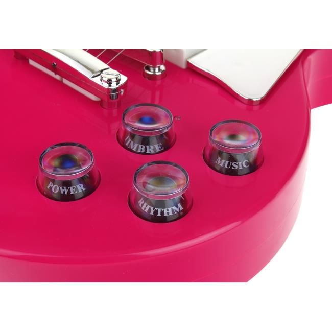 Gitara Elektryczna Rockowa z Mikrofonem Karaoke Melodie Podkłady Róż.