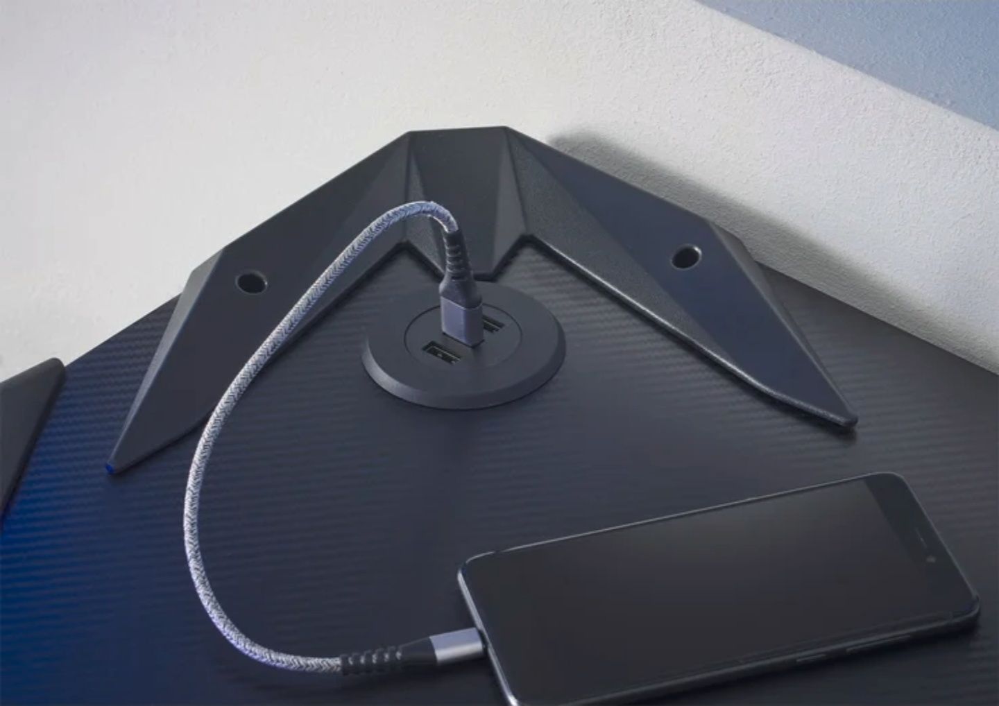 Mesa de computador para gamers preto/carbono