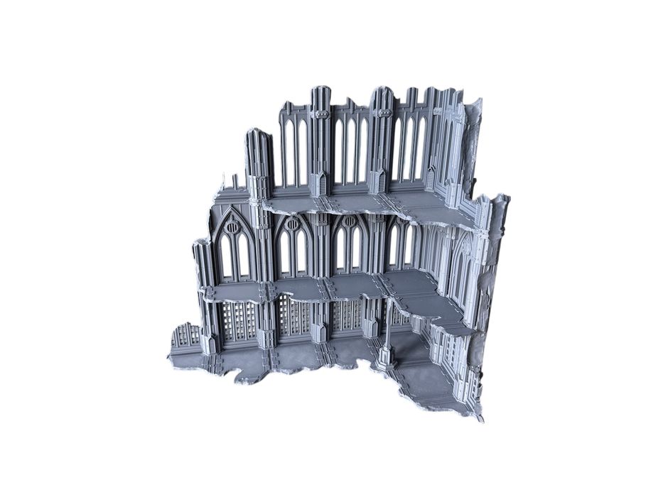 Narożna dwupiętrowa ruina w kształcie litery L (WTC), druk 3D do gier