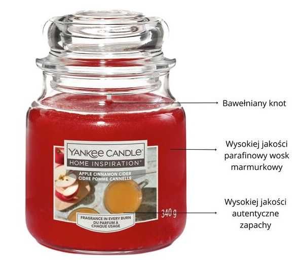 Świeca zapachowa Yankee Candle 340g zimowy zapach jabłko cynamon