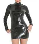 990/ Czarna Latex sukienka lateks 0,4 mm damska rozmiar S długi rękaw