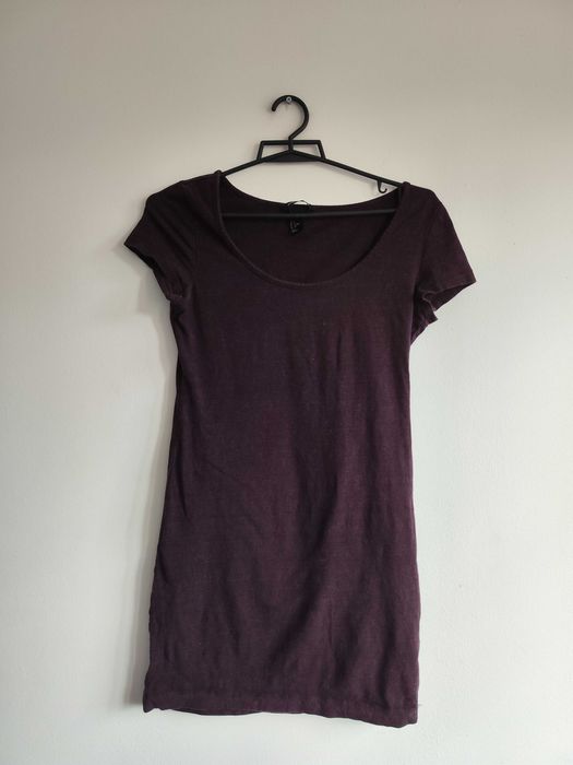 Fioletowa bawełniana koszulka H&M Bassic S
