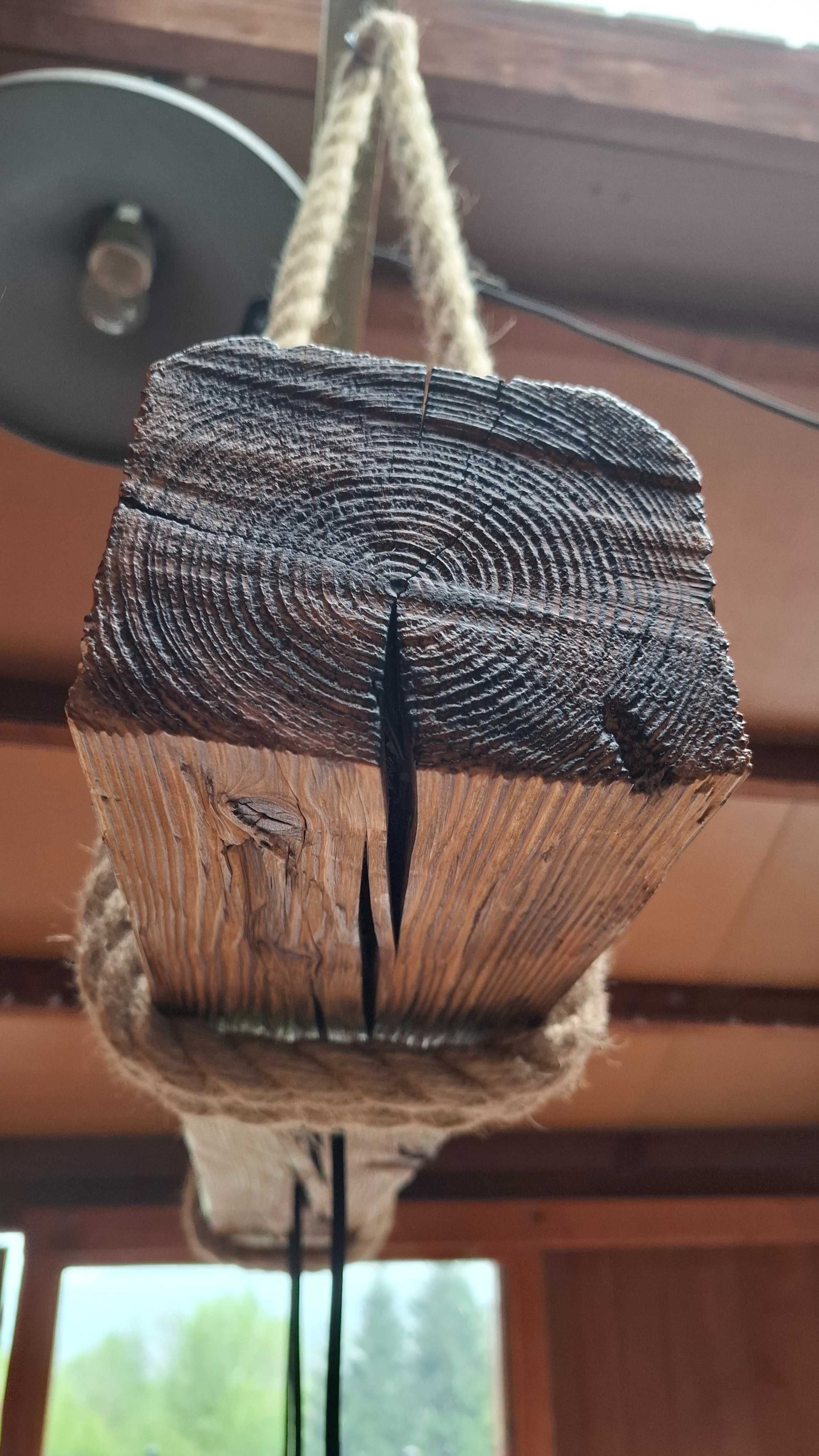 Wisząca Lampa Ze Starej Belki Ręcznie Wykonana Loft