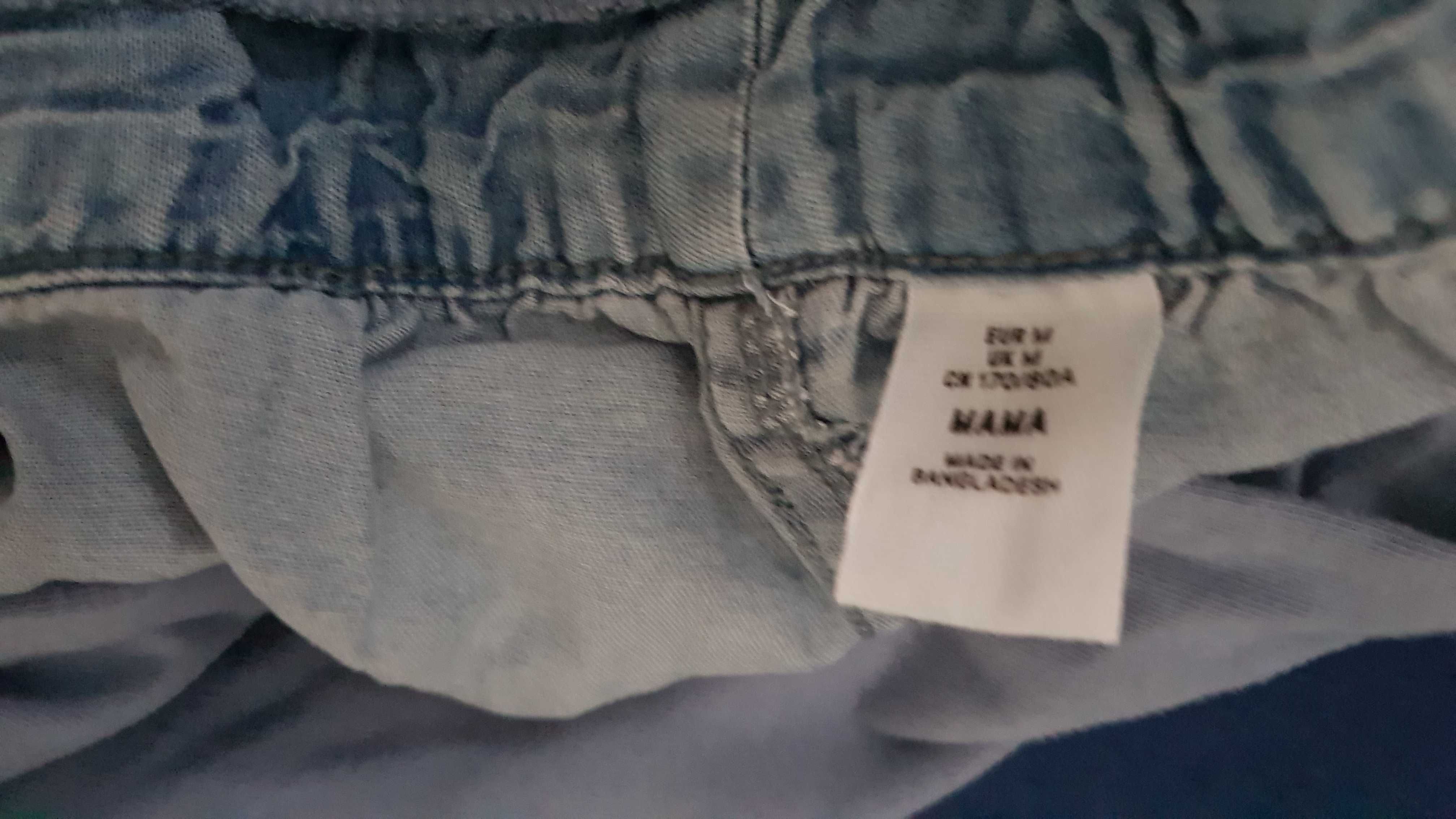 H&M mama M spodenki szorty ciążowe jeansowe lyocel luźne kokarda