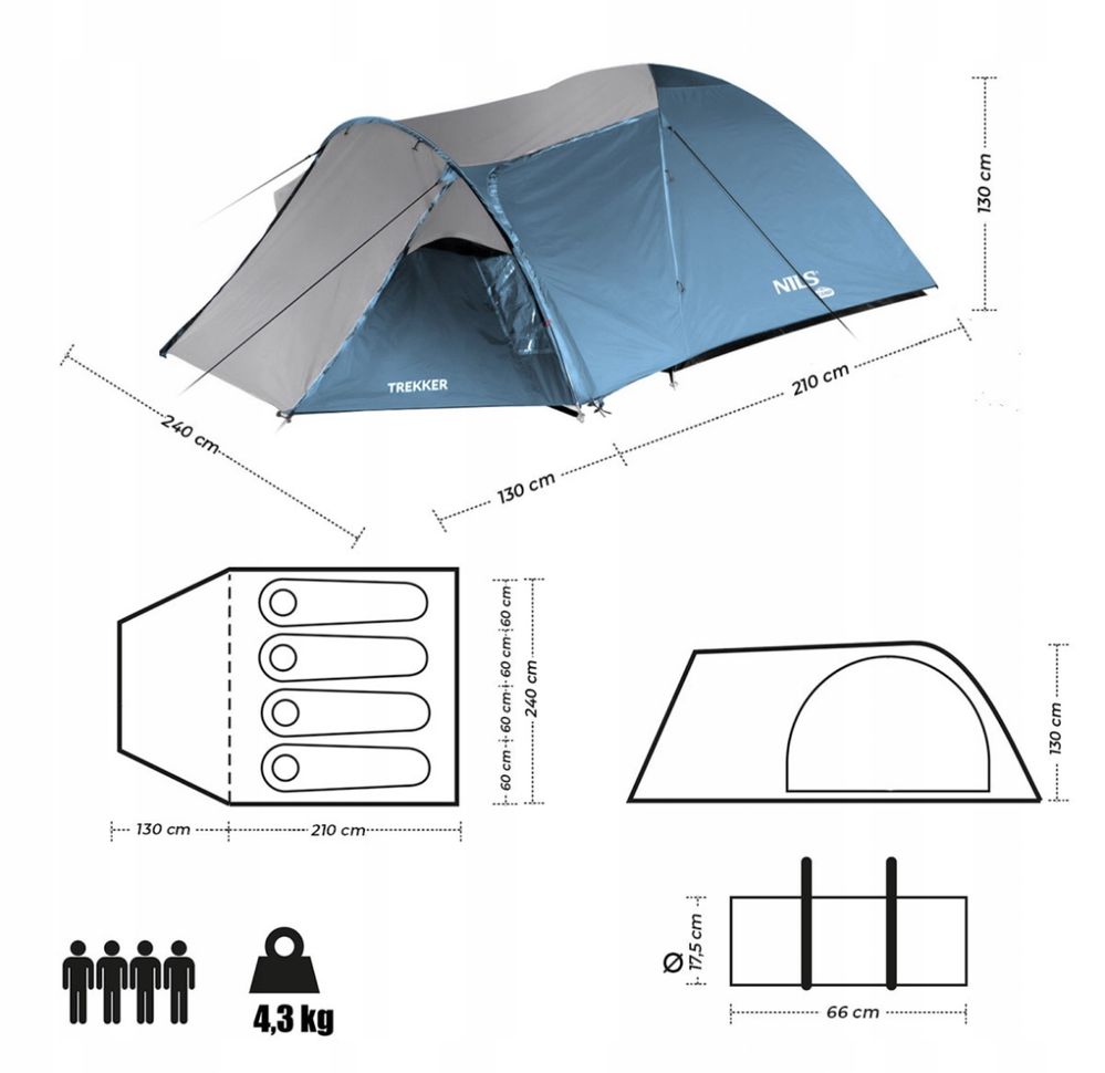 Namiot turystyczny 4 osobowy + tropik