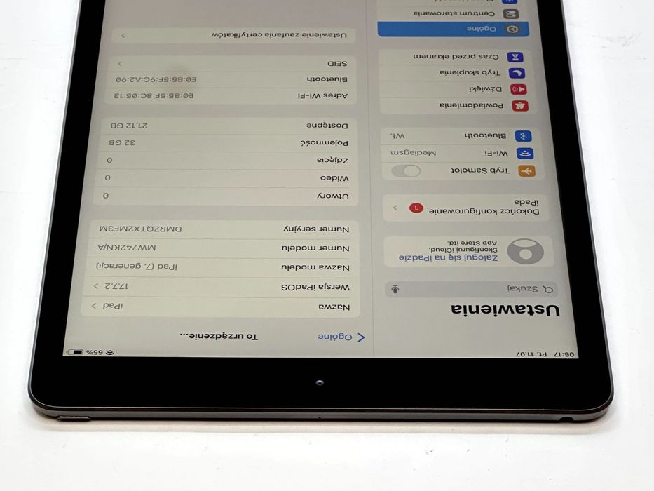 zadbany iPad 7 gen . 32gb space gray 10,2''