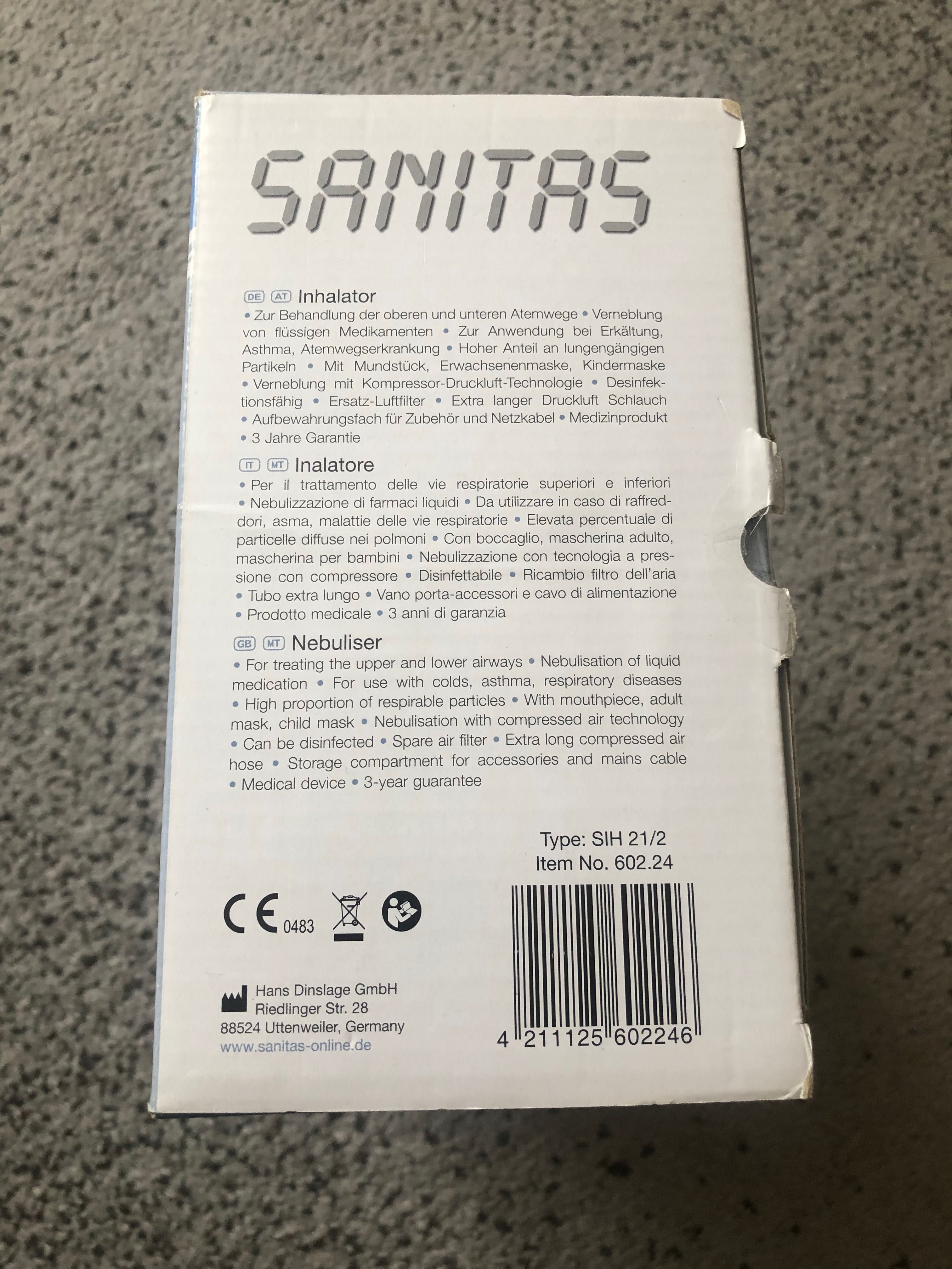 Інгалятор небулайзер Sanitas SIH 21 Німеччина