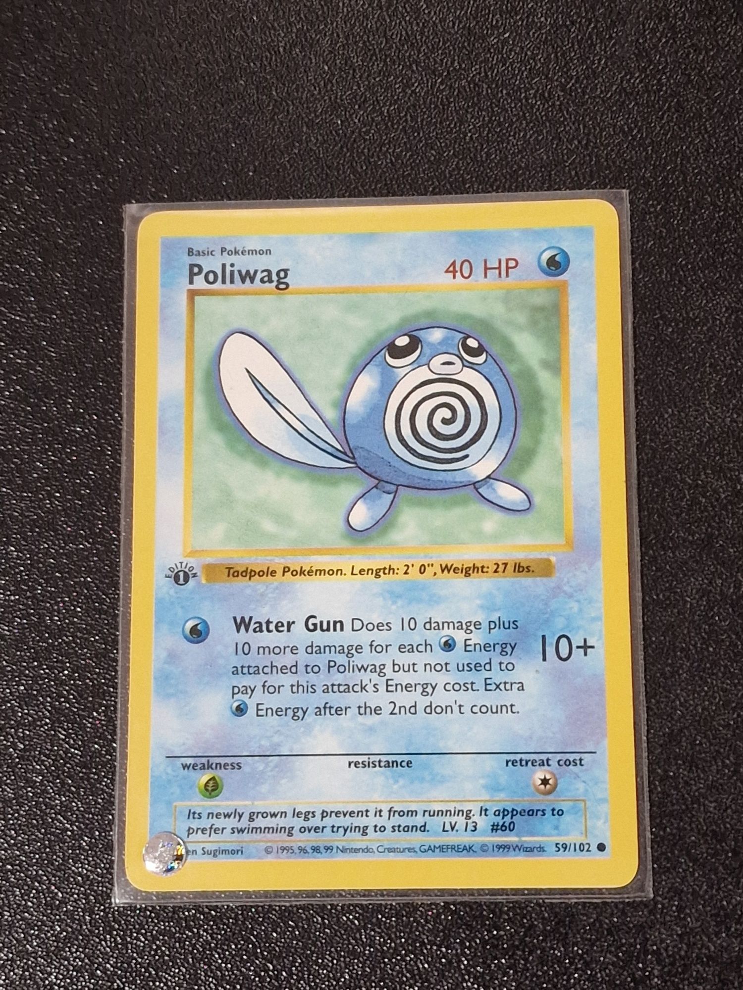 Pokemon Carta 1st Edition Shadowless Poliwag Base Set