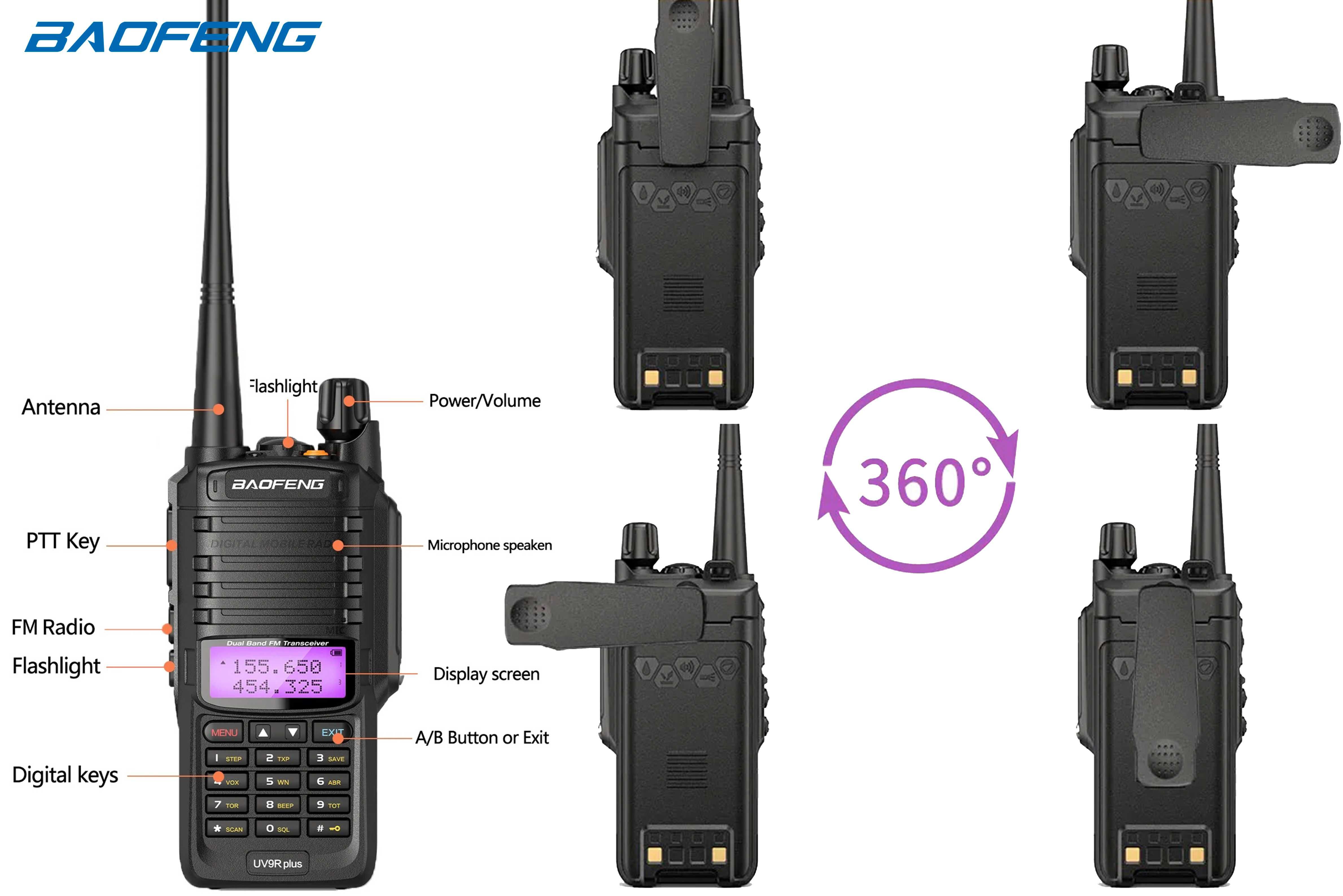 Rádio Baofeng UV-9R Plus VHF UHF Waterproof IP67