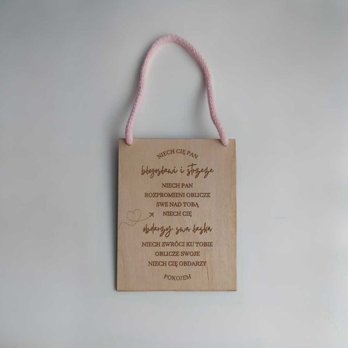 Personalizowana drewniana tabliczka z grawerem (cytat/tekst) zawieszka