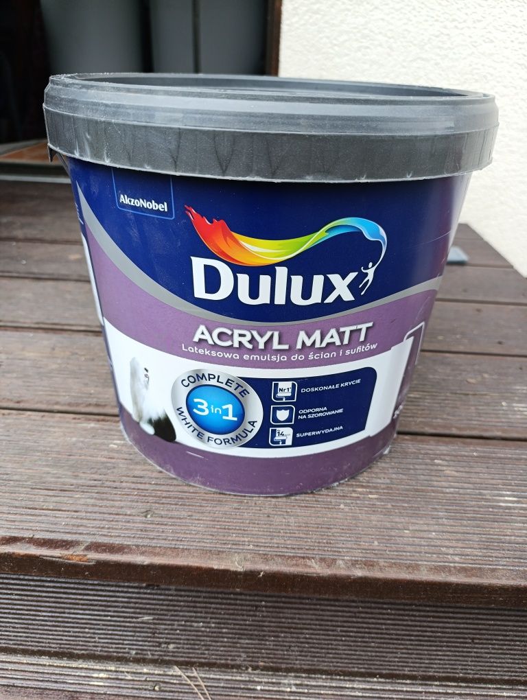 Farba Dulux acryl matt biała 10 l