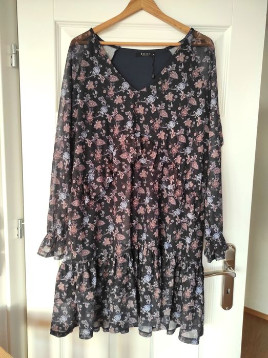 Mohito - luźna sukienka,falbany, w kwiaty j. Nowa- 38/M