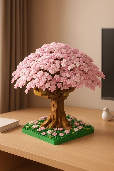 3D лего lego бонсай-дерева с вишневыми цветами (сакура) конструктор 3D