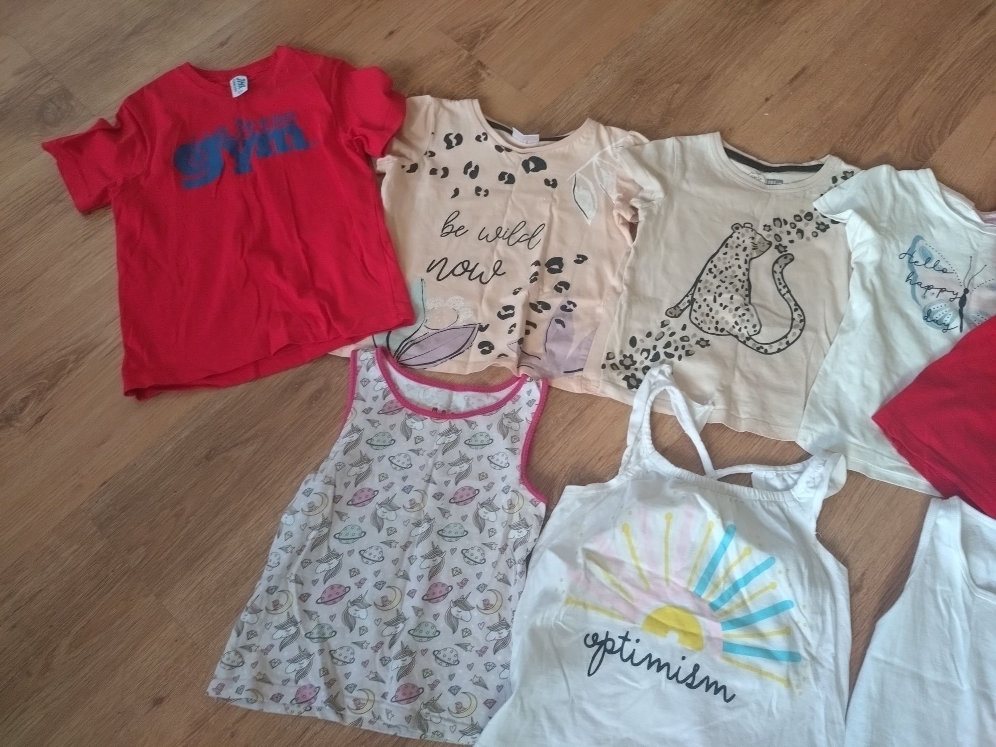 6 x T-shirt+ 3 x koszulka bez rękawów dla dziewczynki rozmiar 98