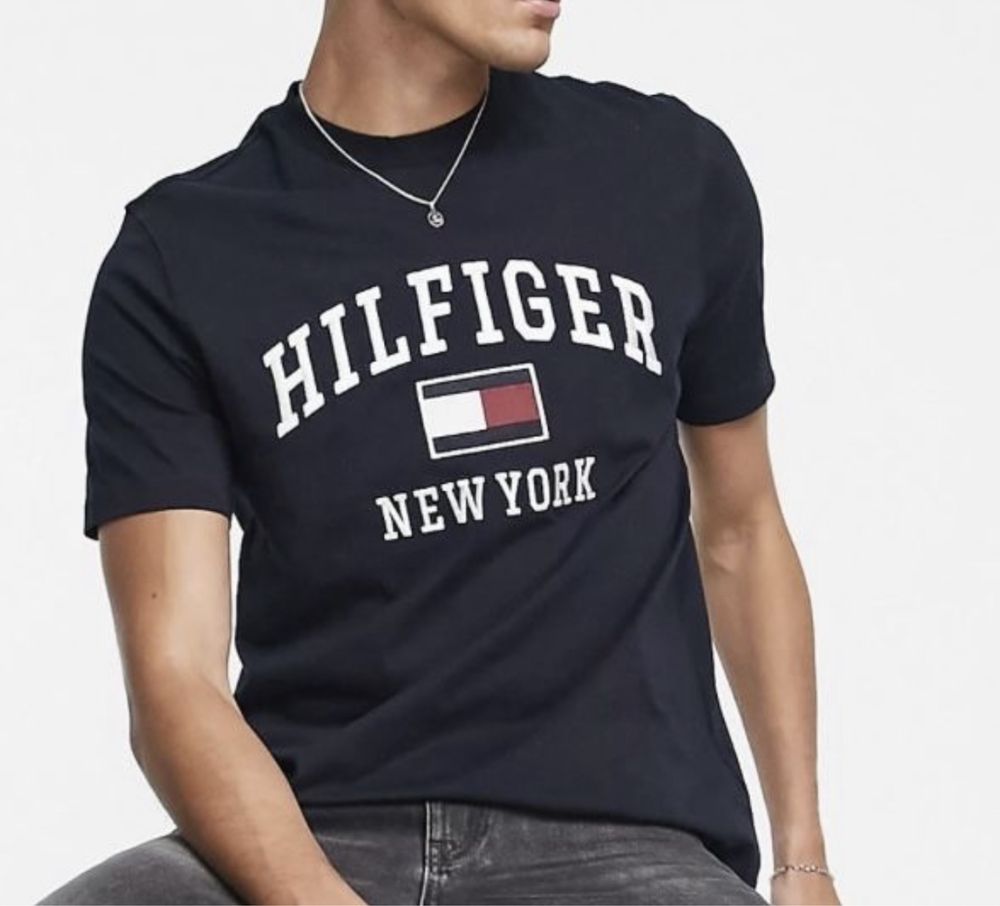Мужские футболки Tommy Hilfiger белая черная Томми Хилфигер кепка