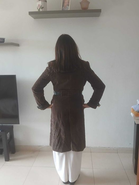 Casaco comprido Veludo Verde Acastanhado Purification Garcia