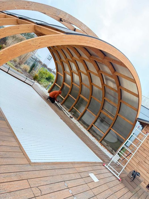 Konstrukcja drewniana- ogród zimowy, zadaszenie basenu, szklarnia