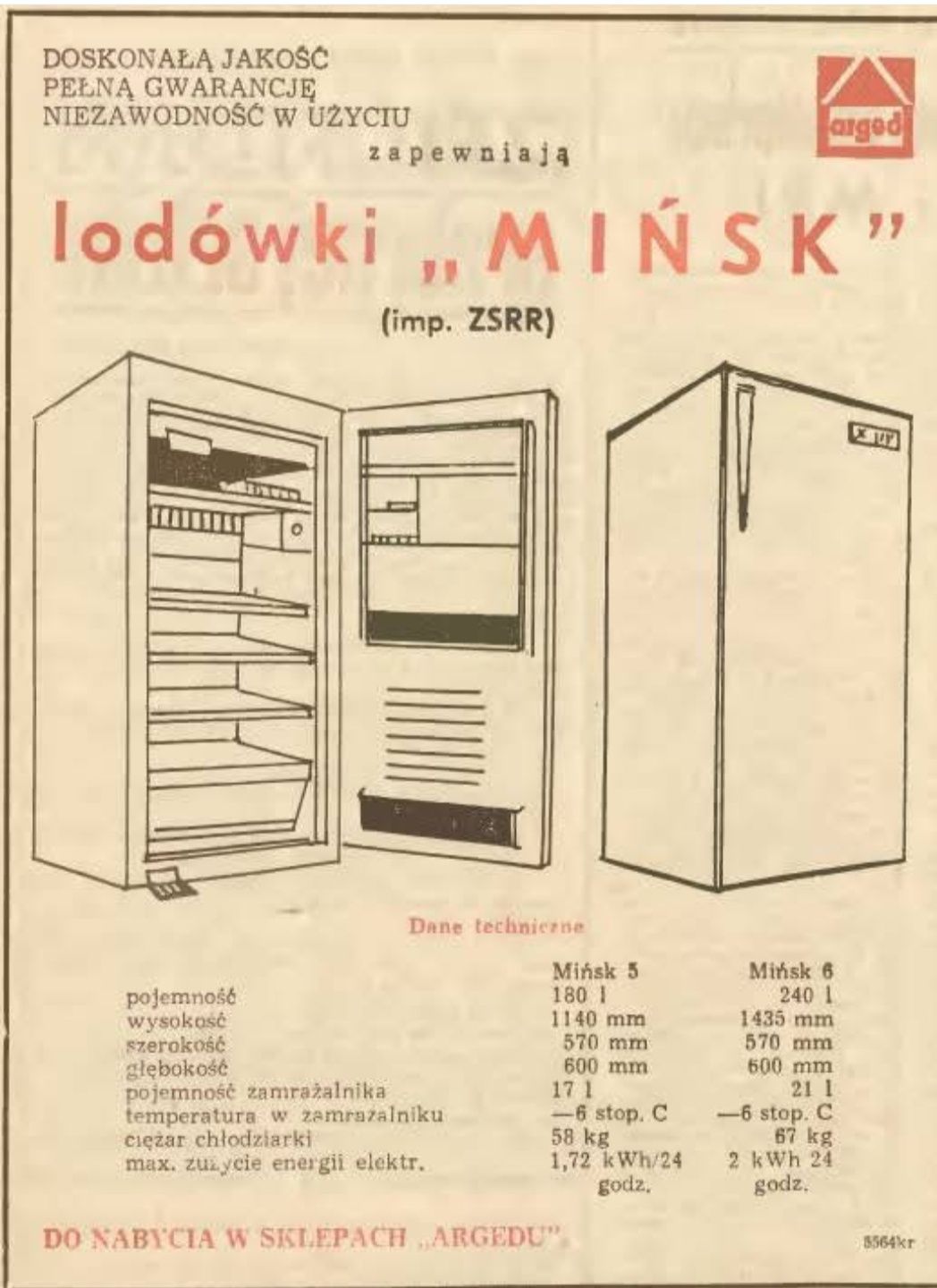 Lodówka z zamrażarką Mińsk 10, sprawna, zadbana.