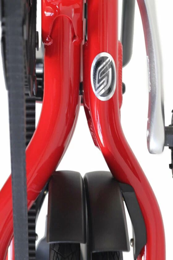Rower składany STRIDA SX na pasku zebatym czerwony
