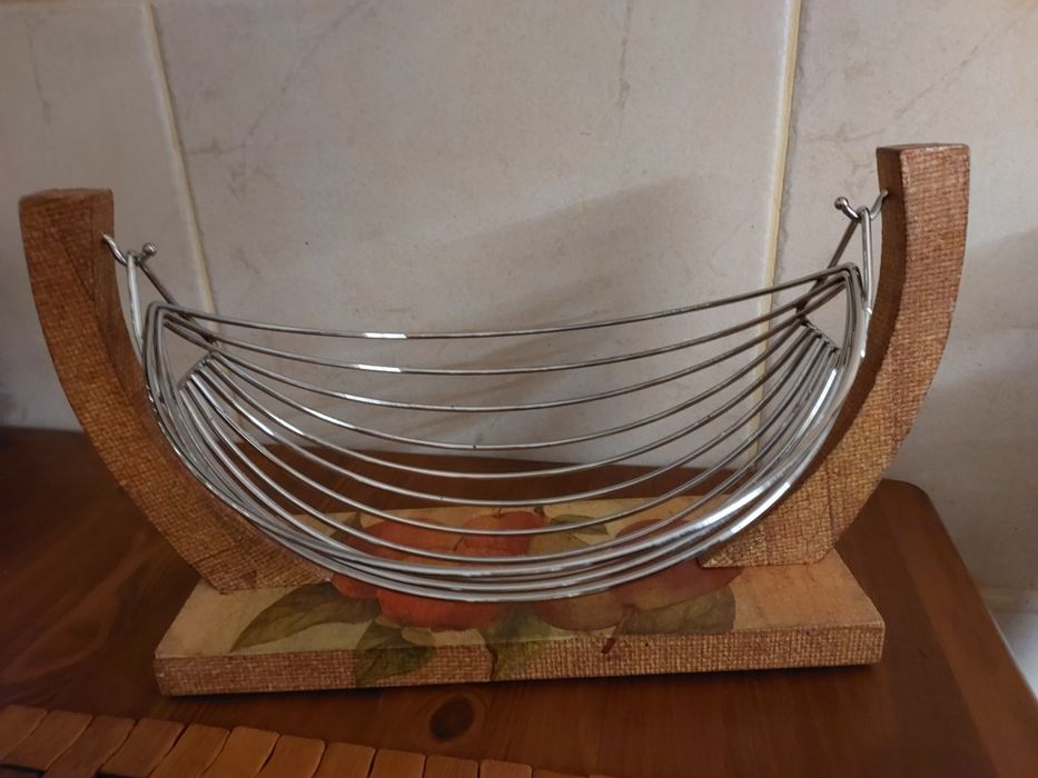 Koszyk kosz na owoce Decoupage bujany kosz metalowy hustawka