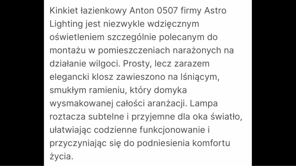 Kinkiet łazienkowy nad lustro