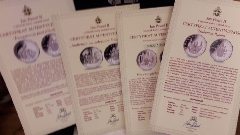 Medale, numizmaty, monety, kolekcja papieska , Skarbnica Narodowa, 999