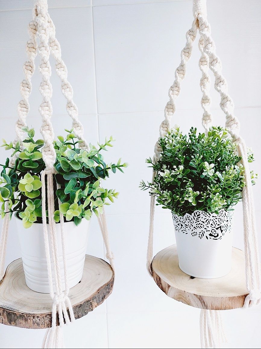 Suporte de plantas macrame