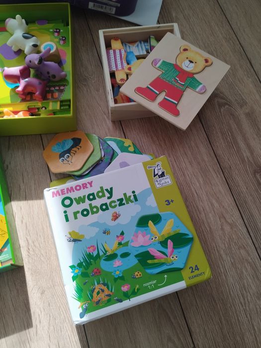 Puzzle, gra, drewniana układanka misiu, na dwa latka wzwyż