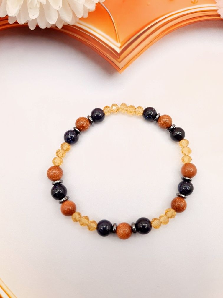 Bransoletka - crystal beads, noc kairu, hematyt, piasek pustyni