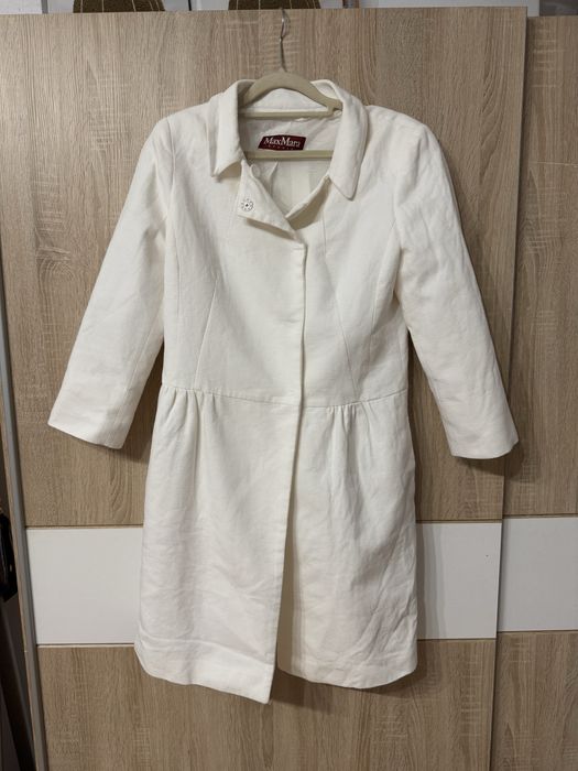 Płaszcz MaxMara M bialy designer śliczny hit damski