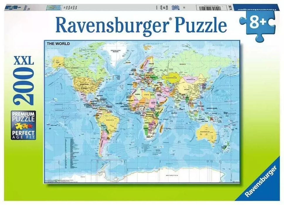 Puzzle XXL 200 Mapa świata. Ravensburger