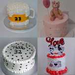 Bolos para festas e doces.