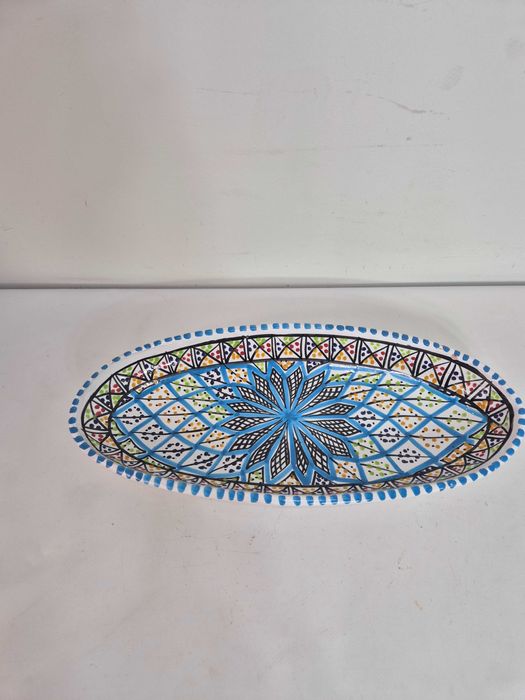 Tunezyjska miska do serwowania, mozaika, ręcznie malowana, owalna