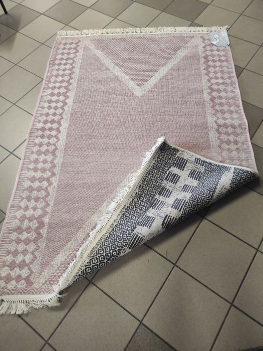 Dywan dwustronny 140x190 kilim szary różowy