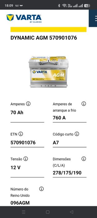 Bateria varta. -NOVA-