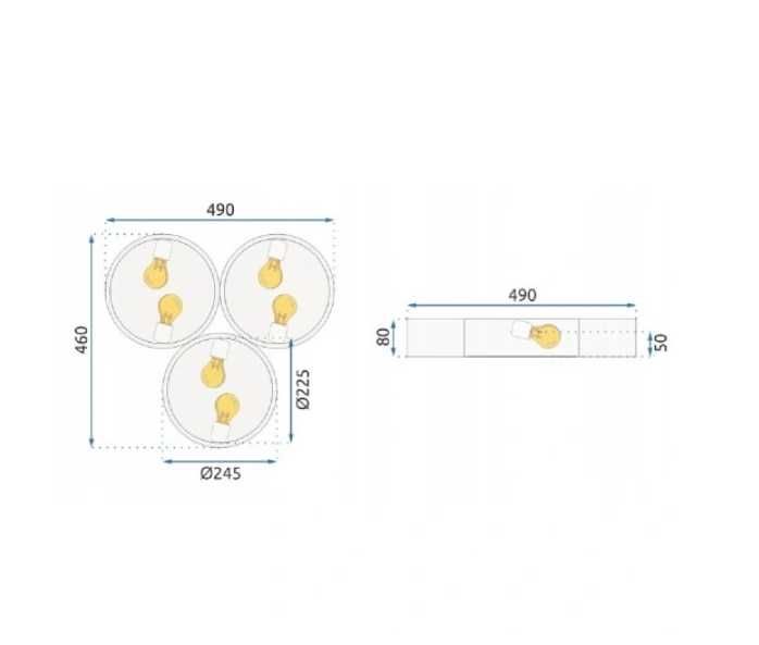 LAMPA PLAFON sufitowy czarny potrójny