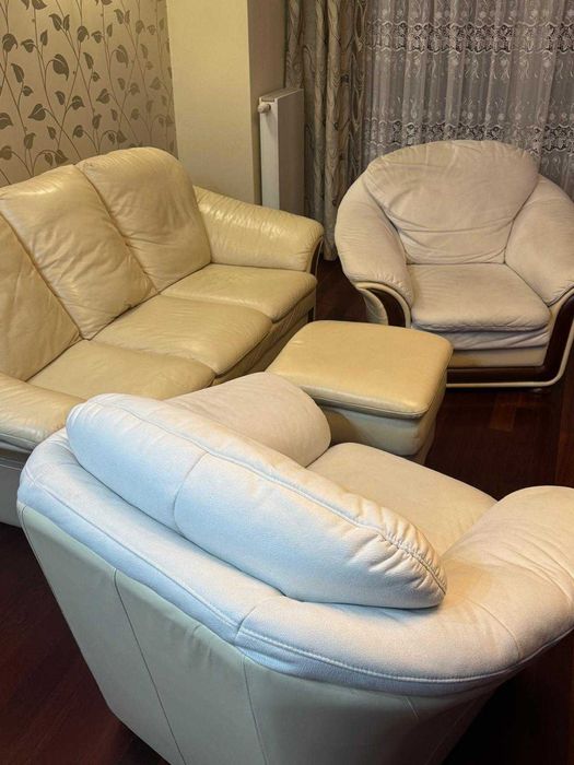 Zestaw wypoczynkowy KLER skórzany z funkcją spania