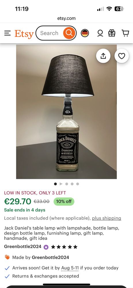 Stylowa lampka Jack Daniels