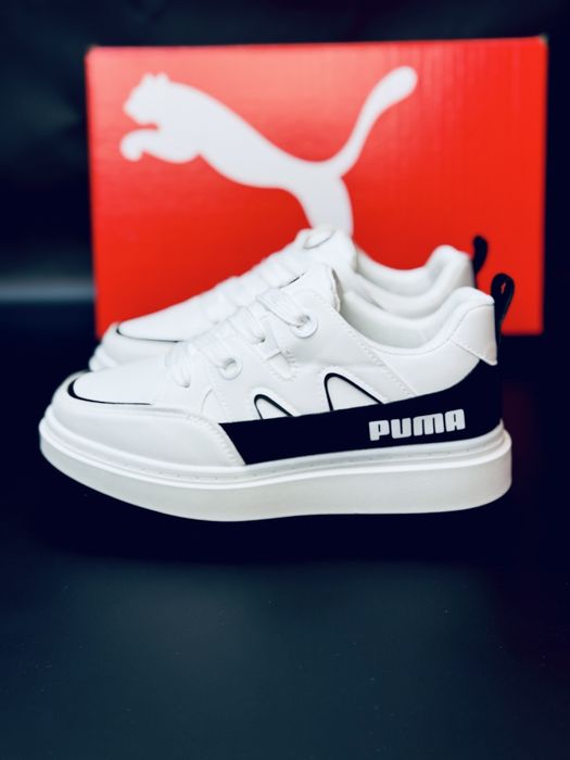 Осенние кросовки Пума белые на толстой подошве / красовки Puma