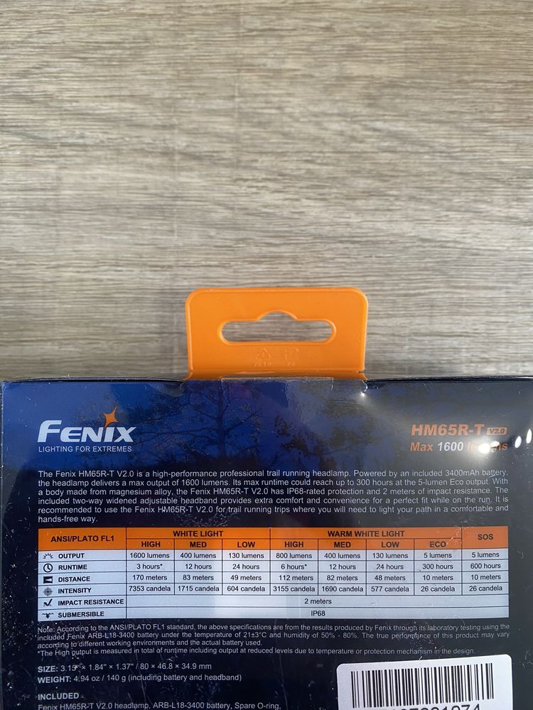Ліхтар налобний Fenix HM65R-T V2.0 з акумулятором